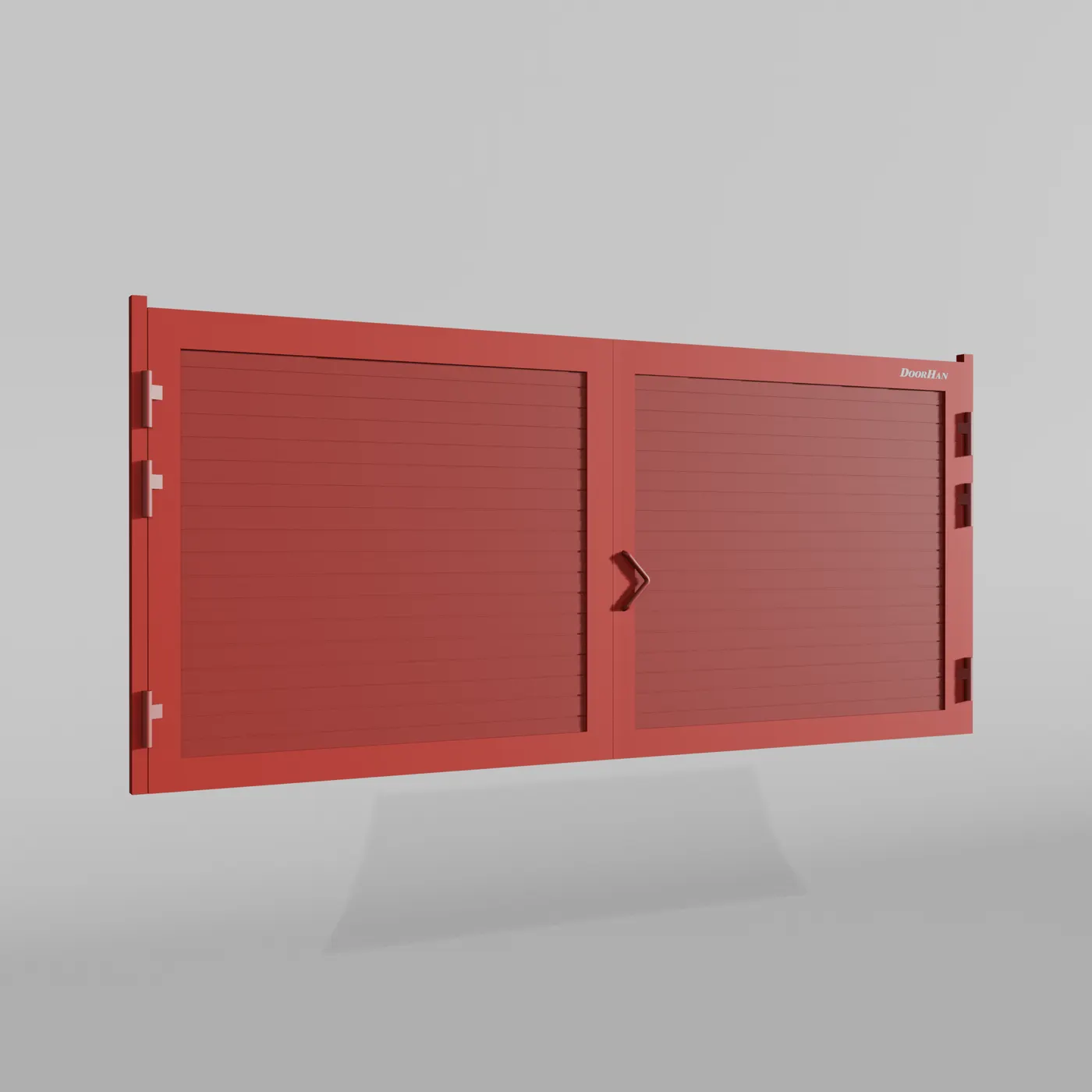 Распашные ворота DoorHan 2500х1800 цвета RAL 3000 (красный) с дизайном «доска» с автоматикой