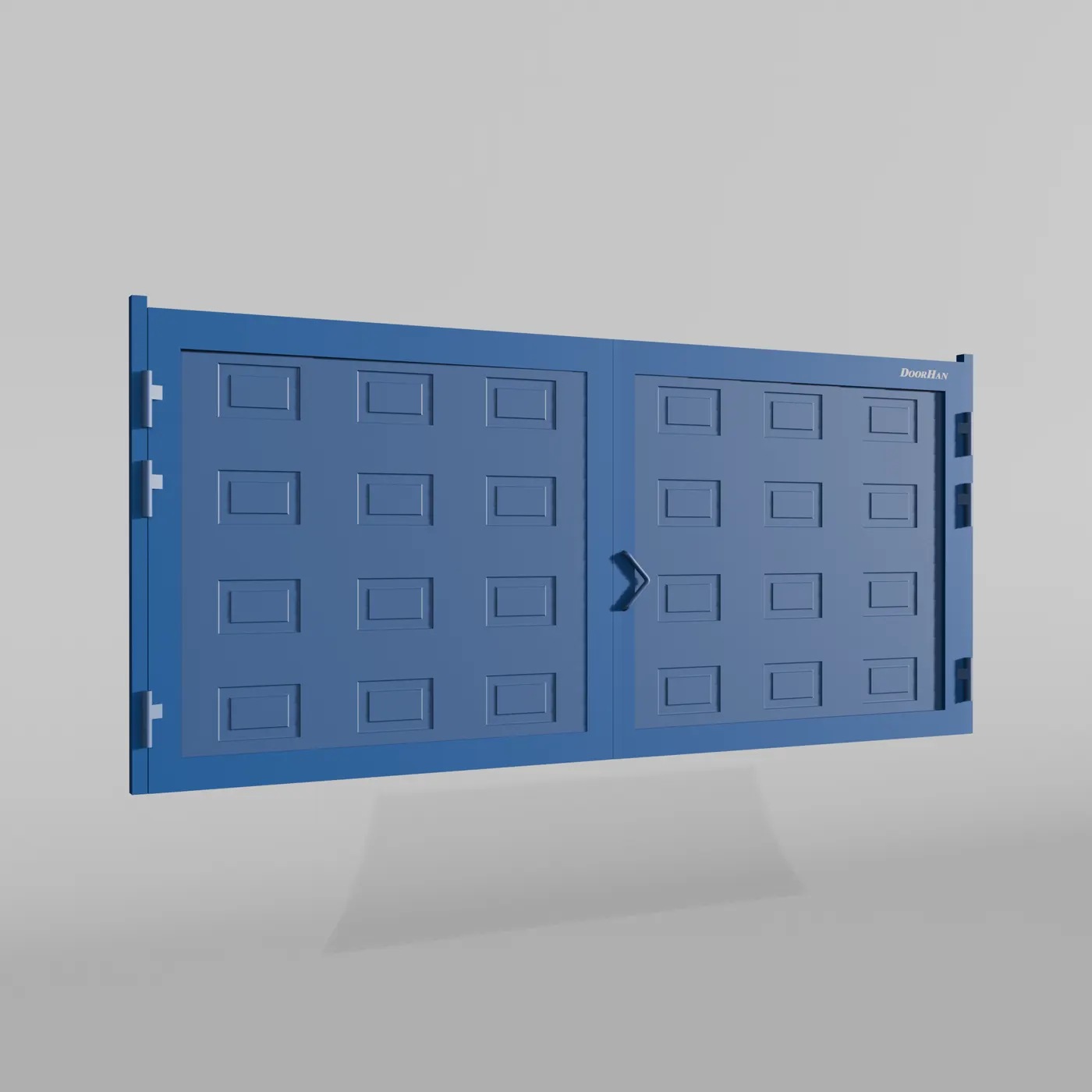 Распашные ворота DoorHan 4200х1900 цвета RAL 5005 (синий) с дизайном «филенка» с автоматикой