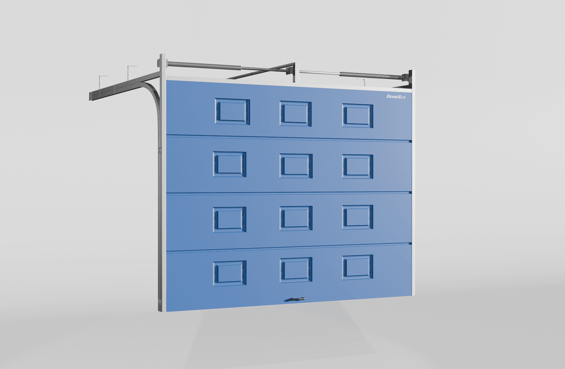 Секционные ворота DoorHan стальные 3900х2700 цвета RAL 5005 (синий) с дизайном «филенка» с автоматикой